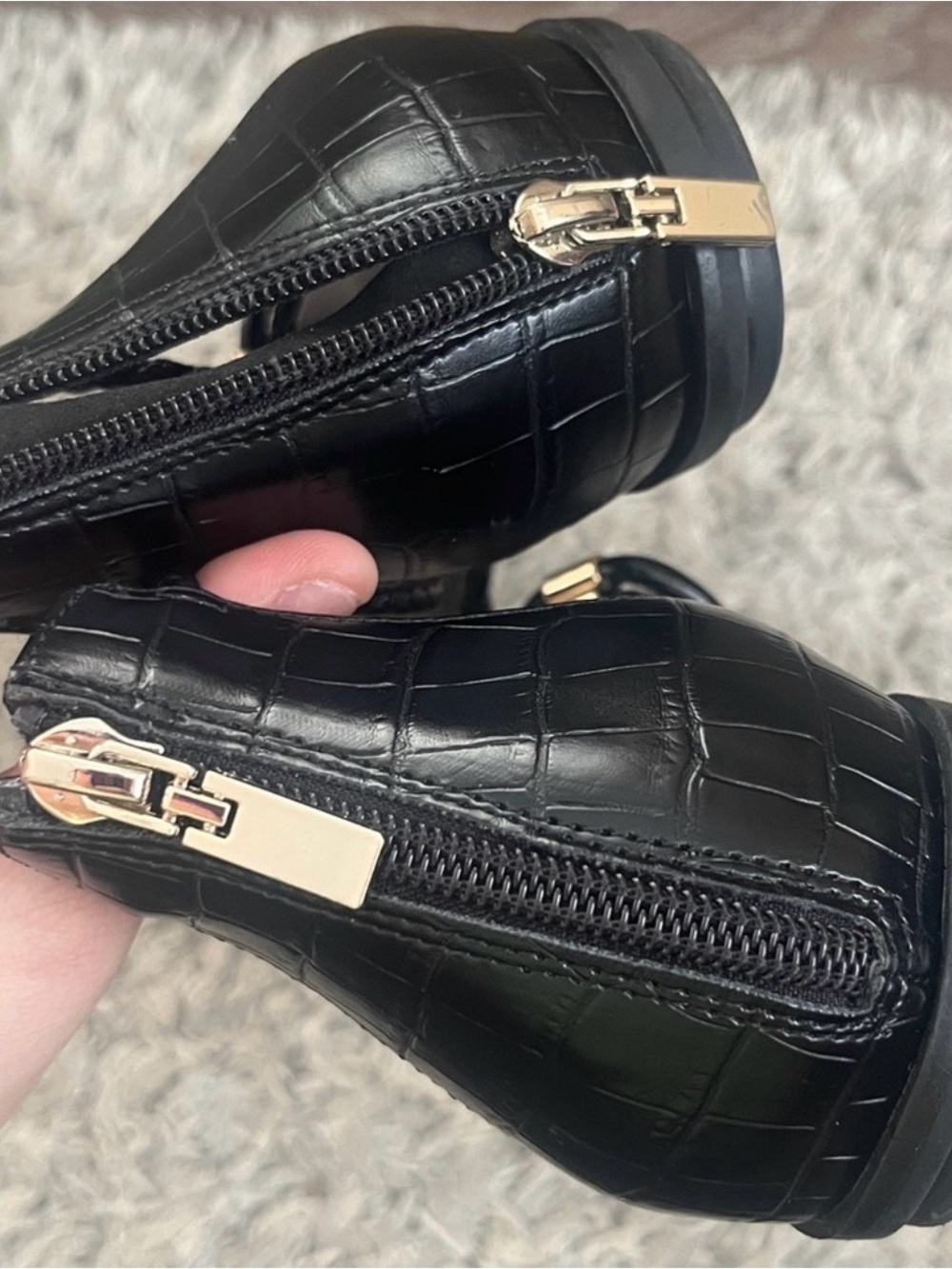 ALDO Black Braided T-Strap Sandals with Gold Accents - Picture 4 of 5